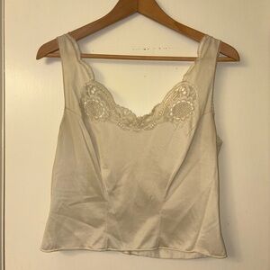 Cream Lace Trim Nylon Sleep Cami